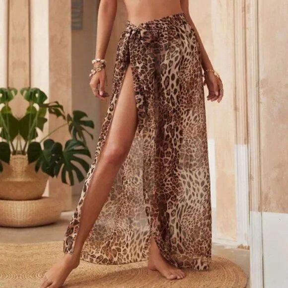New Beach Sarong Womens Cover Ups Leopard - Picture 3 of 7